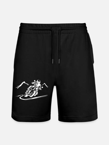 Motorcycle Action Silhouette - Stanley/Stella Trainer Unisex Organic Jogging Shorts - black