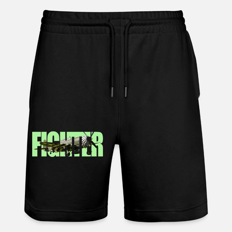 Fighter P-47 Thunderbolt - Stanley/Stella Trainer Unisex Organic Jogging Shorts - black