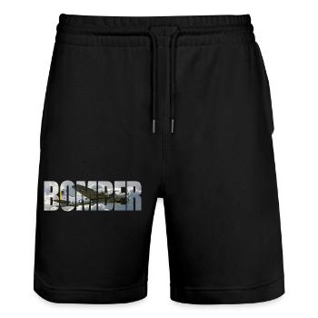 Bomber B-17 Flying Fortress - Stanley/Stella Trainer Unisex Organic Jogging Shorts - black - Front - Nik (191cm) & Marisol (170cm)