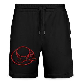 Kaffeeliebhaber - Stanley/Stella Unisex Bio Joggingshorts Trainer  - Schwarz - Vorne - Nik (191cm) & Marisol (170cm)