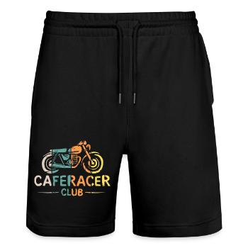 Caferacer retro Optik - Motorrad und Moped Freunde - Stanley/Stella Unisex Bio Joggingshorts Trainer  - Schwarz - Vorne - Nik (191cm) & Marisol (170cm)