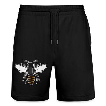 Stilisierte Biene - Insektenmotiv im Patch-Stil - Stanley/Stella Unisex Bio Joggingshorts Trainer  - Schwarz - Vorne - Nik (191cm) & Marisol (170cm)
