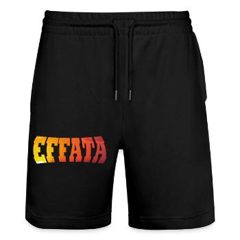 EFFATA - Stanley/Stella Trainer Unisex Organic Jogging Shorts - black - Front - Nik (191cm) & Marisol (170cm)