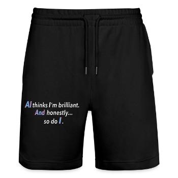 Self-Confidence Meets AI – Cool Quote - Stanley/Stella Trainer Unisex Organic Jogging Shorts - black - Front - Nik (191cm) & Marisol (170cm)
