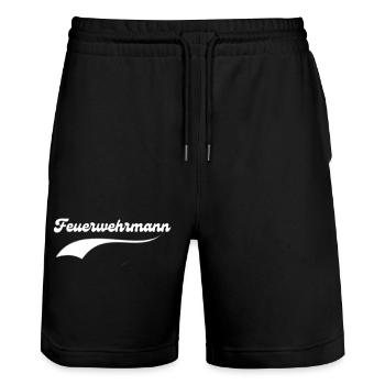 Feuerwehrmann Spruch cool Feuerwehr Retro - Stanley/Stella Unisex Bio Joggingshorts Trainer  - Schwarz - Vorne - Nik (191cm) & Marisol (170cm)
