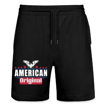 Aigle patriotique drapeau américain Design - Short de jogging bio TRAINER Stanley/Stella unisexe - noir - Devant - Nik (191cm) & Marisol (170cm)