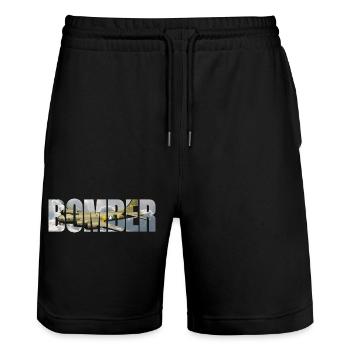 Bomber B-17 Flying Fortress - Stanley/Stella Trainer Unisex Organic Jogging Shorts - black - Front - Nik (191cm) & Marisol (170cm)