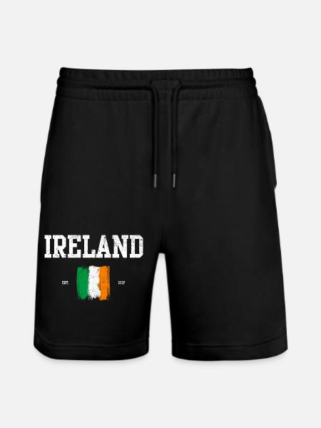Ireland Flag Brushstroke Design - Stanley/Stella Trainer Unisex Organic Jogging Shorts - black
