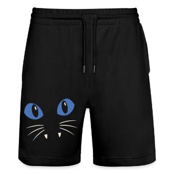 Blue-Eyed Cat - Stanley/Stella Trainer Unisex Organic Jogging Shorts - black - Front - Nik (191cm) & Marisol (170cm)