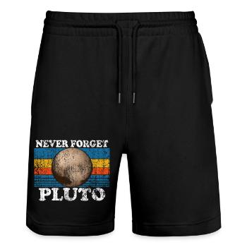 Vergessen Sie niemals Pluto Retro Astronomie Weltraum Vintage - Stanley/Stella Unisex Bio Joggingshorts Trainer  - Schwarz - Vorne - Nik (191cm) & Marisol (170cm)