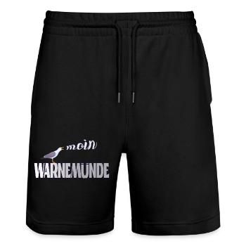 Warnemünde Möwe mit Moin Ostee - Stanley/Stella Unisex Bio Joggingshorts Trainer  - Schwarz - Vorne - Nik (191cm) & Marisol (170cm)