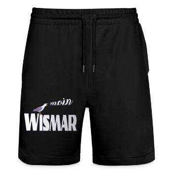 Wismar Möwe & Moin Ostsee - Stanley/Stella Unisex Bio Joggingshorts Trainer  - Schwarz - Vorne - Nik (191cm) & Marisol (170cm)