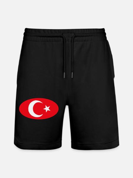 Turkiye Turkish Oval Flag - Stanley/Stella Trainer Unisex Organic Jogging Shorts - black