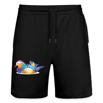 Colourful mandarin duck on the water – colourful elegance - Stanley/Stella Trainer Unisex Organic Jogging Shorts - black - Front - Nik (191cm) & Marisol (170cm)
