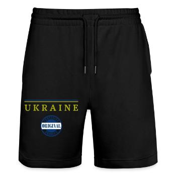 Ukrainische Flagge, ich liebe die Ukraine - Stanley/Stella Unisex Bio Joggingshorts Trainer  - Schwarz - Vorne - Nik (191cm) & Marisol (170cm)
