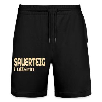 FÜTTERIN SAUERTEIG BROT BACKEN - Stanley/Stella Unisex Bio Joggingshorts Trainer  - Schwarz - Vorne - Nik (191cm) & Marisol (170cm)