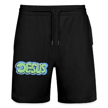 Jesus - Stanley/Stella Unisex Bio Joggingshorts Trainer  - Schwarz - Vorne - Nik (191cm) & Marisol (170cm)