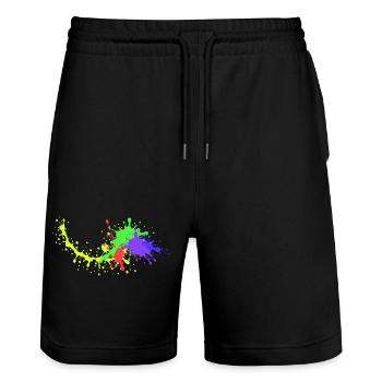 Colorful Party Design Underground - Stanley/Stella Unisex Bio Joggingshorts Trainer  - Schwarz - Vorne - Nik (191cm) & Marisol (170cm)