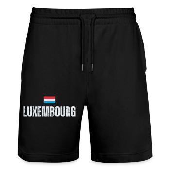 Flag of Luxembourg, Luxembourg pride - Stanley/Stella Trainer Unisex Organic Jogging Shorts - black - Front - Nik (191cm) & Marisol (170cm)