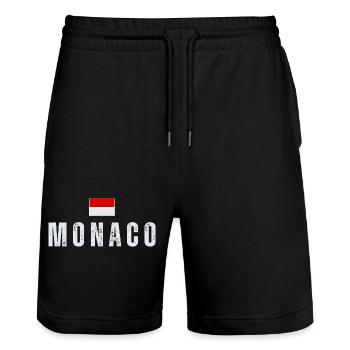 Monaco flag, Monegasque pride - Stanley/Stella Trainer Unisex Organic Jogging Shorts - black - Front - Nik (191cm) & Marisol (170cm)