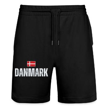 Danish pride, proud Dane - Stanley/Stella Trainer Unisex Organic Jogging Shorts - black - Front - Nik (191cm) & Marisol (170cm)