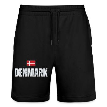 Flag of Denmark, proud Danish - Stanley/Stella Trainer Unisex Organic Jogging Shorts - black - Front - Nik (191cm) & Marisol (170cm)