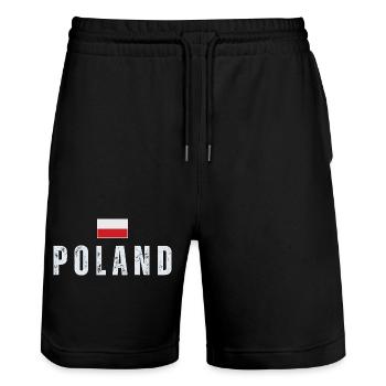 Polish pride, Polish flag - Stanley/Stella Trainer Unisex Organic Jogging Shorts - black - Front - Nik (191cm) & Marisol (170cm)