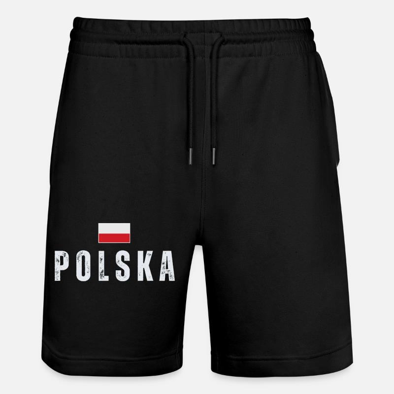 Drapeau polonais, fierté polonaise - Short de jogging bio TRAINER Stanley/Stella unisexe - noir