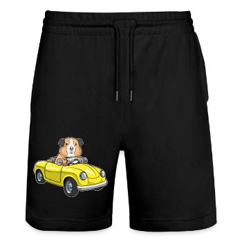 Meerschweinchen Auto - Stanley/Stella Unisex Bio Joggingshorts Trainer  - Schwarz - Vorne - Nik (191cm) & Marisol (170cm)