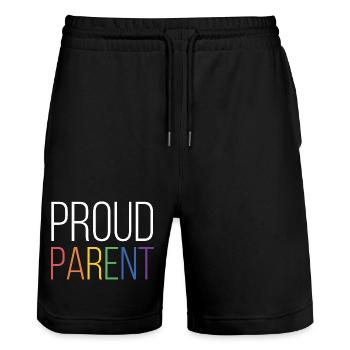 LGBTQ Pride Month - Proud Parent - Stanley/Stella Trainer Unisex Organic Jogging Shorts - black - Front - Nik (191cm) & Marisol (170cm)