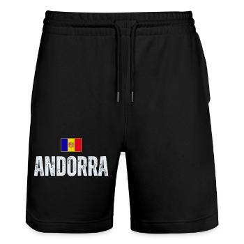 Flagge von Andorra, andorranischer Stolz - Stanley/Stella Unisex Bio Joggingshorts Trainer  - Schwarz - Vorne - Nik (191cm) & Marisol (170cm)