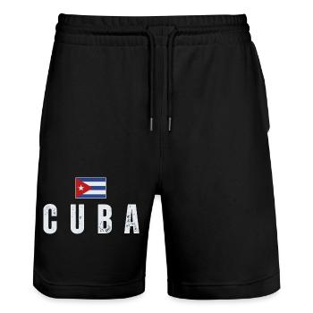 Cuban flag, I love Cuba - Stanley/Stella Trainer Unisex Organic Jogging Shorts - black - Front - Nik (191cm) & Marisol (170cm)