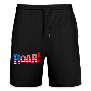 ROAR USA - Battlecry Vereinigte Staaten von Amerika - Stanley/Stella Unisex Bio Joggingshorts Trainer  - Schwarz - Vorne - Nik (191cm) & Marisol (170cm)