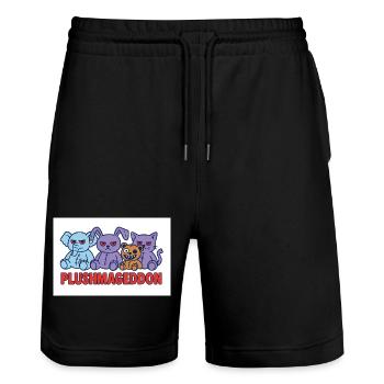 Plushmageddon - Stanley/Stella Unisex Bio Joggingshorts Trainer  - Schwarz - Vorne - Nik (191cm) & Marisol (170cm)