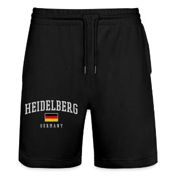 Heidelberg Germany Typography - Stanley/Stella Trainer Unisex Organic Jogging Shorts - black - Front - Nik (191cm) & Marisol (170cm)