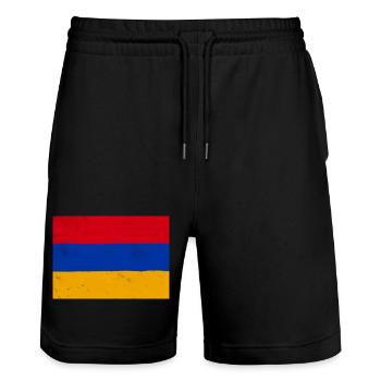 Drapeau de l’Arménie – symbole d’identité et de fierté nationale - Short de jogging bio TRAINER Stanley/Stella unisexe - noir - Devant - Nik (191cm) & Marisol (170cm)