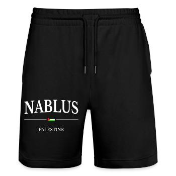 Nablus Palästina - Stanley/Stella Unisex Bio Joggingshorts Trainer  - Schwarz - Vorne - Nik (191cm) & Marisol (170cm)