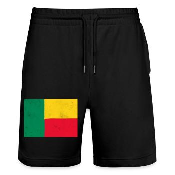 Flag of Benin - Stanley/Stella Trainer Unisex Organic Jogging Shorts - black - Front - Nik (191cm) & Marisol (170cm)