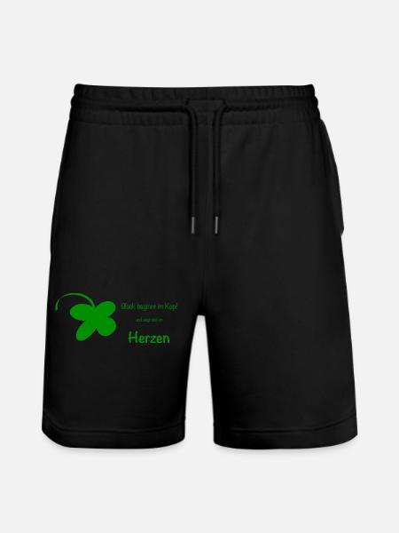 Glück beginnt im Kopf - Stanley/Stella Unisex Bio Joggingshorts Trainer  - Schwarz