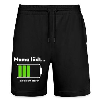 Maman charge... Please Do Not Disturb – Humour pour les mamans - Short de jogging bio TRAINER Stanley/Stella unisexe - noir - Devant - Nik (191cm) & Marisol (170cm)