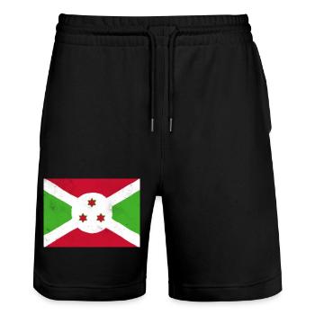 Flagge von Burundi - Stanley/Stella Unisex Bio Joggingshorts Trainer  - Schwarz - Vorne - Nik (191cm) & Marisol (170cm)