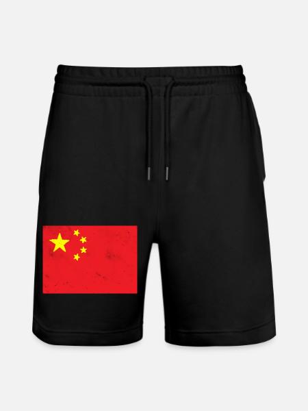 Flag of China - Stanley/Stella Trainer Unisex Organic Jogging Shorts - black