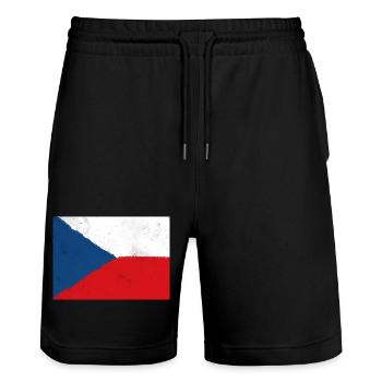 Flagge der Tschechischen Republik – Nationalstolz - Stanley/Stella Unisex Bio Joggingshorts Trainer  - Schwarz - Vorne - Nik (191cm) & Marisol (170cm)