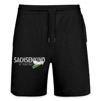 Sachsenkind inside - Sachsen - Stanley/Stella Unisex Bio Joggingshorts Trainer  - Schwarz - Vorne - Nik (191cm) & Marisol (170cm)