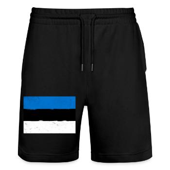 Drapeau de l’Estonie – Minimalisme nordique - Short de jogging bio TRAINER Stanley/Stella unisexe - noir - Devant - Nik (191cm) & Marisol (170cm)