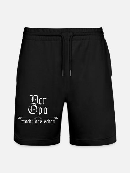 grandpa is already doing it - Stanley/Stella Trainer Unisex Organic Jogging Shorts - black