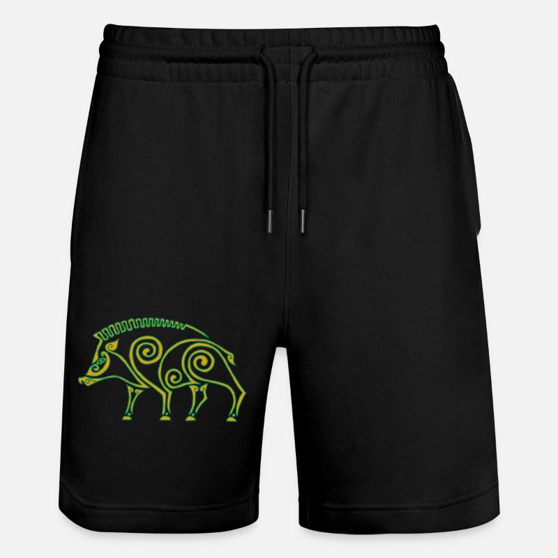 Celtic boar - Stanley/Stella Trainer Unisex Organic Jogging Shorts - black