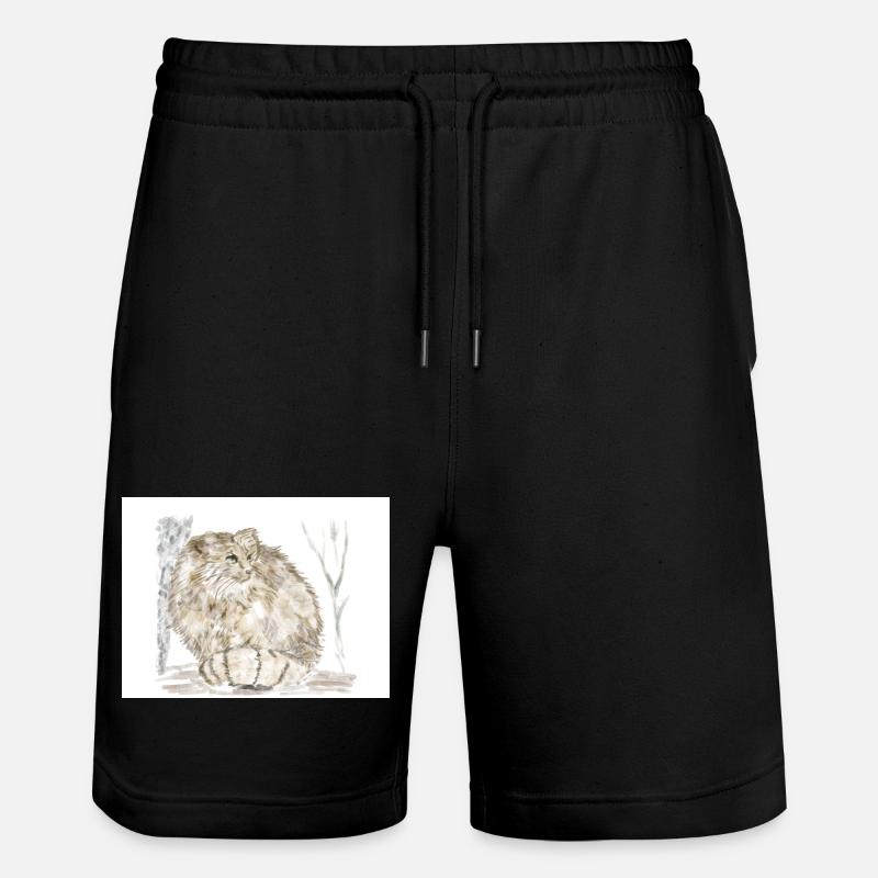 Manul-Wildkatze - Stanley/Stella Unisex Bio Joggingshorts Trainer  - Schwarz