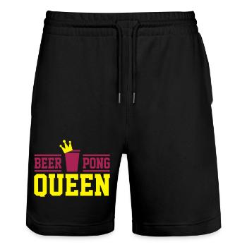 Königin der Bierpongs! - Stanley/Stella Unisex Bio Joggingshorts Trainer  - Schwarz - Vorne - Nik (191cm) & Marisol (170cm)