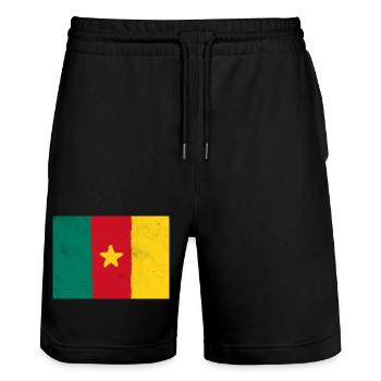 Flagge von Kamerun - Stanley/Stella Unisex Bio Joggingshorts Trainer  - Schwarz - Vorne - Nik (191cm) & Marisol (170cm)